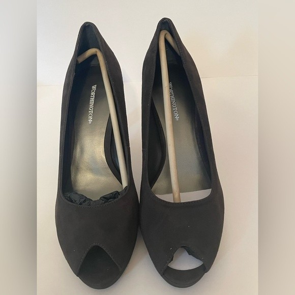 Worthington Ruby Gray faux suede peep toe pump - Picture 2 of 6